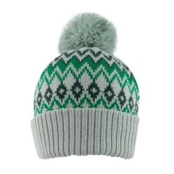 Women’s Jacquard Fair Isle Knitted Bobble Hat 10 Women’s Jacquard Fair Isle Knitted Bobble Hat -Dents Luxury Accessories Sales 3 3306 Emerald