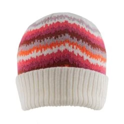 Women’s Knitted Beanie Hat With Contrasting Stripes -Dents Luxury Accessories Sales 3 3309 Winter White