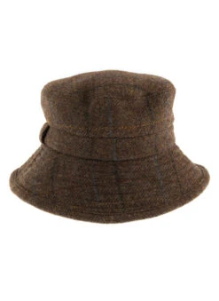 Women's Abraham Moon Herringbone Tweed Bucket Hat -Dents Luxury Accessories Sales 3 5157Chocolate
