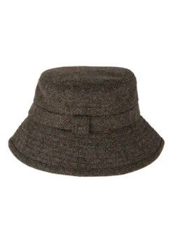 Women's Abraham Moon Herringbone Tweed Bucket Hat -Dents Luxury Accessories Sales 3 5157Pewter