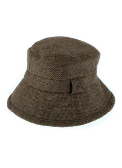 Women's Abraham Moon Herringbone Tweed Bucket Hat -Dents Luxury Accessories Sales 3 5157Spruce