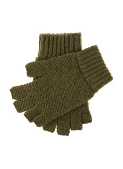 Men's Fingerless Tuckstitch Knitted Shooting Gloves 7 Men's Fingerless Tuckstitch Knitted Shooting Gloves -Dents Luxury Accessories Sales 37 0740 olive
