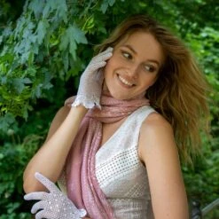 Women's Cotton Crochet Gloves -Dents Luxury Accessories Sales 4 1409 Pale Pink 6 2114 White