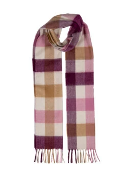 Heritage Plaid Check Cashmere Scarf With Tassels 36 Heritage Plaid Check Cashmere Scarf With Tassels -Dents Luxury Accessories Sales 4 2050 Aubergine