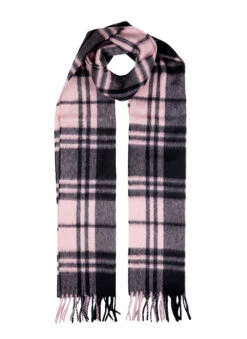 Heritage Plaid Check Cashmere Scarf With Tassels 39 Heritage Plaid Check Cashmere Scarf With Tassels -Dents Luxury Accessories Sales 4 2050 Blush