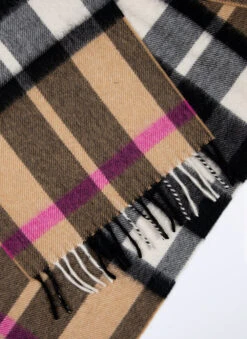 Heritage Plaid Check Cashmere Scarf With Tassels 23 Heritage Plaid Check Cashmere Scarf With Tassels -Dents Luxury Accessories Sales 4 2050 Camel 3