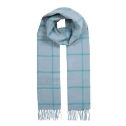 Heritage Plaid Check Cashmere Scarf With Tassels 35 Heritage Plaid Check Cashmere Scarf With Tassels -Dents Luxury Accessories Sales 4 2050 Duck Egg