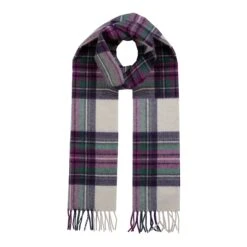 Heritage Plaid Check Cashmere Scarf With Tassels 38 Heritage Plaid Check Cashmere Scarf With Tassels -Dents Luxury Accessories Sales 4 2050 Ivory