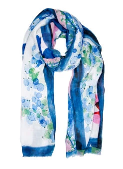 Women's Floral Print Lightweight Scarf With Border 8 Women's Floral Print Lightweight Scarf With Border -Dents Luxury Accessories Sales 4 2577 Blue 0cc93d37 f483 4f40 8650 bec4530b091b
