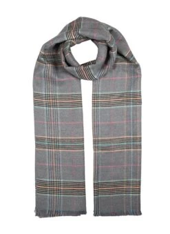 Women's Plaid Check Knitted Scarf -Dents Luxury Accessories Sales 4 2606 dove grey