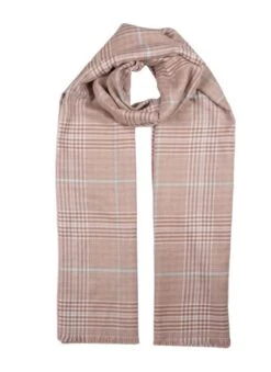 Women's Plaid Check Knitted Scarf -Dents Luxury Accessories Sales 4 2606 pink