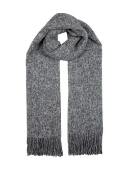 Women's Plain Tweed-Effect Midweight Scarf With Tassels -Dents Luxury Accessories Sales 4 2607 charcoal 370813b7 0a01 45f8 ba20 c0fe10dd84ac