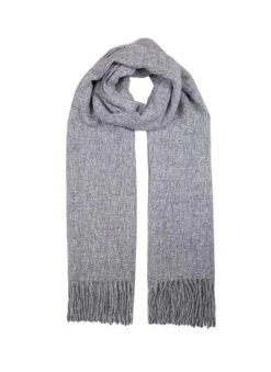 Women's Plain Tweed-Effect Midweight Scarf With Tassels -Dents Luxury Accessories Sales 4 2607 dove grey 2368990a 9b91 4808 9538 2e6d437b4e8b