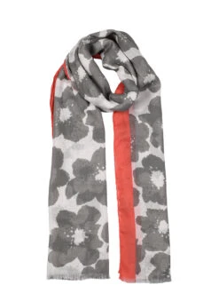 Women’s Abstract Floral Print Lightweight Scarf With Border -Dents Luxury Accessories Sales 4 2621Grey
