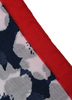 Women’s Abstract Floral Print Lightweight Scarf With Border -Dents Luxury Accessories Sales 4 2621Navy