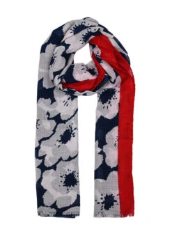 Women’s Abstract Floral Print Lightweight Scarf With Border -Dents Luxury Accessories Sales 4 2621Navy 5c52b6c1 a281 48a3 8699 133dfbe1c7f8