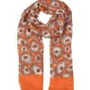 Women’s Abstract Circle Print Lightweight Scarf With Block Colour Ends