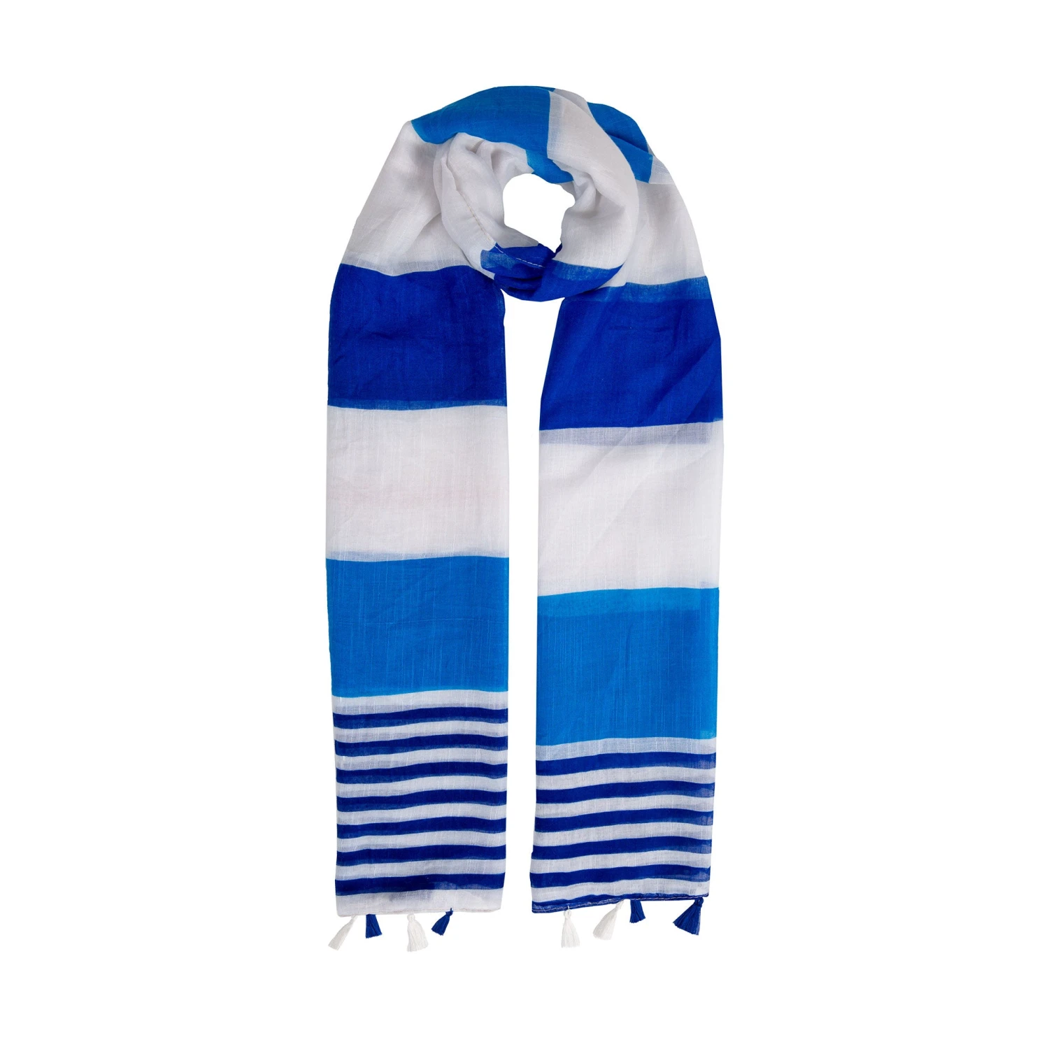 Women’s Two Stripe Pattern Lightweight Scarf With Tassels 5 Women’s Two Stripe Pattern Lightweight Scarf With Tassels - Image 5