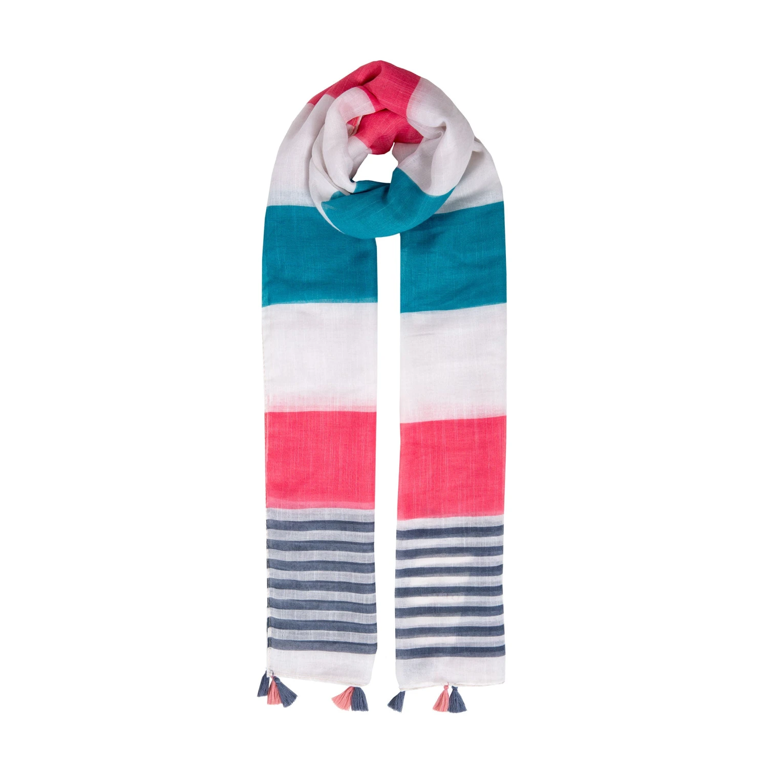 Women’s Two Stripe Pattern Lightweight Scarf With Tassels 1 Women’s Two Stripe Pattern Lightweight Scarf With Tassels