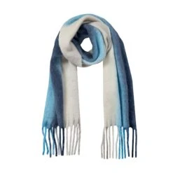 Women’s Stripe Blanket Scarf With Tassels -Dents Luxury Accessories Sales 4 2659 Sky Blue Winter White