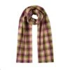 Women’s Contrasting Plaid Check Scarf With Fringe Ends