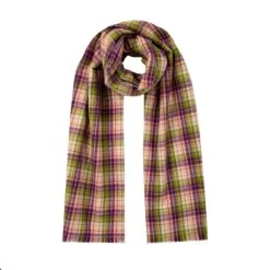 Women’s Contrasting Plaid Check Scarf With Fringe Ends