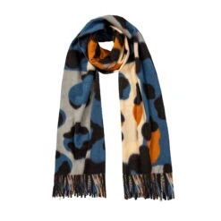 Women’s Colourful Leopard Print Scarf With Tassels 7 Women’s Colourful Leopard Print Scarf With Tassels -Dents Luxury Accessories Sales 4 2667 Royal Blue Tan