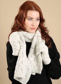 Women's Lace Knitted Scarf 14 Women's Lace Knitted Scarf -Dents Luxury Accessories Sales 4 2763 Winter White
