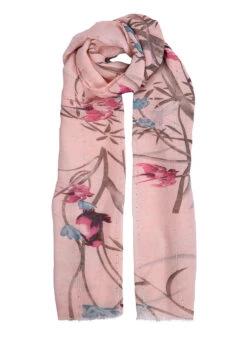 Dents Luxury Accessories Sales 33 Women's Cherry Blossom And Bird Print Lightweight Scarf