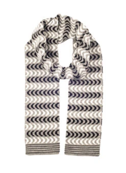 Women's Chevron Pattern Knitted Scarf -Dents Luxury Accessories Sales 4 2833DoveBlackMainWeb