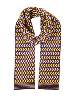 Women's Chevron Pattern Knitted Scarf -Dents Luxury Accessories Sales 4 2833PlumDoveGreyMainWeb