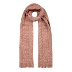 Women’s Cable Knit Scarf With Marl Yarn 16 Women’s Cable Knit Scarf With Marl Yarn -Dents Luxury Accessories Sales 4 2856 Powder Pink