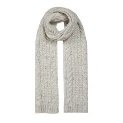 Women’s Cable Knit Scarf With Marl Yarn 13 Women’s Cable Knit Scarf With Marl Yarn -Dents Luxury Accessories Sales 4 2856 Winter White