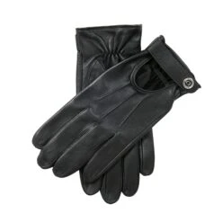 Men’s Three-Point Leather Driving Gloves With Wristwatch Cut-out