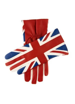 Men's Silk-Lined Leather Gloves With Union Jack Design