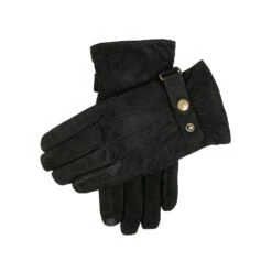 Men’s Touchscreen Water-Resistant Three-Point Fleece-Lined Suede Gloves -Dents Luxury Accessories Sales 5 1526 Black