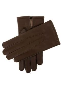 Men's Three-Point Wool Blend-Lined Leather Gloves