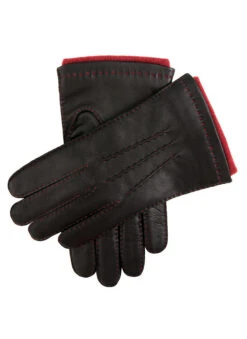 Men's Handsewn Three-Point Cashmere-Lined Leather Gloves With Colour Contrast Details -Dents Luxury Accessories Sales 5 1541 black 8210277e e595 451f b961 5e0867e2afda