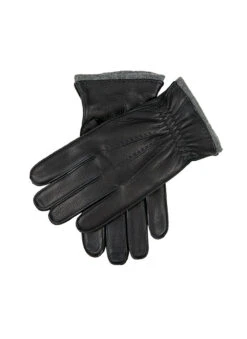 Men’s Three-Point Cashmere-Lined Deerskin Leather Gloves With Cashmere Cuffs
