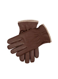 Men’s Three-Point Cashmere-Lined Deerskin Leather Gloves With Cashmere Cuffs -Dents Luxury Accessories Sales 5 1543 Walnut Beige