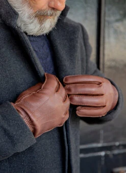 Men's Handsewn Three-Point Cashmere-Lined Deerskin Leather Gloves -Dents Luxury Accessories Sales 5 1544 Bark d6150b1b 497d 4b27 8878 d42012aa4597