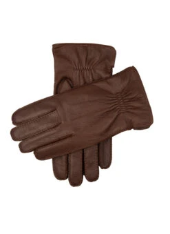 Men's Handsewn Three-Point Cashmere-Lined Deerskin Leather Gloves -Dents Luxury Accessories Sales 5 1544Bark
