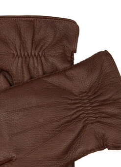 Men's Handsewn Three-Point Cashmere-Lined Deerskin Leather Gloves -Dents Luxury Accessories Sales 5 1544Bark2