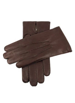 Men's Handsewn Three-Point Cashmere-Lined Deerskin Gloves -Dents Luxury Accessories Sales 5 1545 Bark
