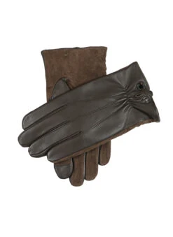 Men’s Touchscreen Three-Point Wool-Lined Suede And Leather Gloves -Dents Luxury Accessories Sales 5 1615 BROWN