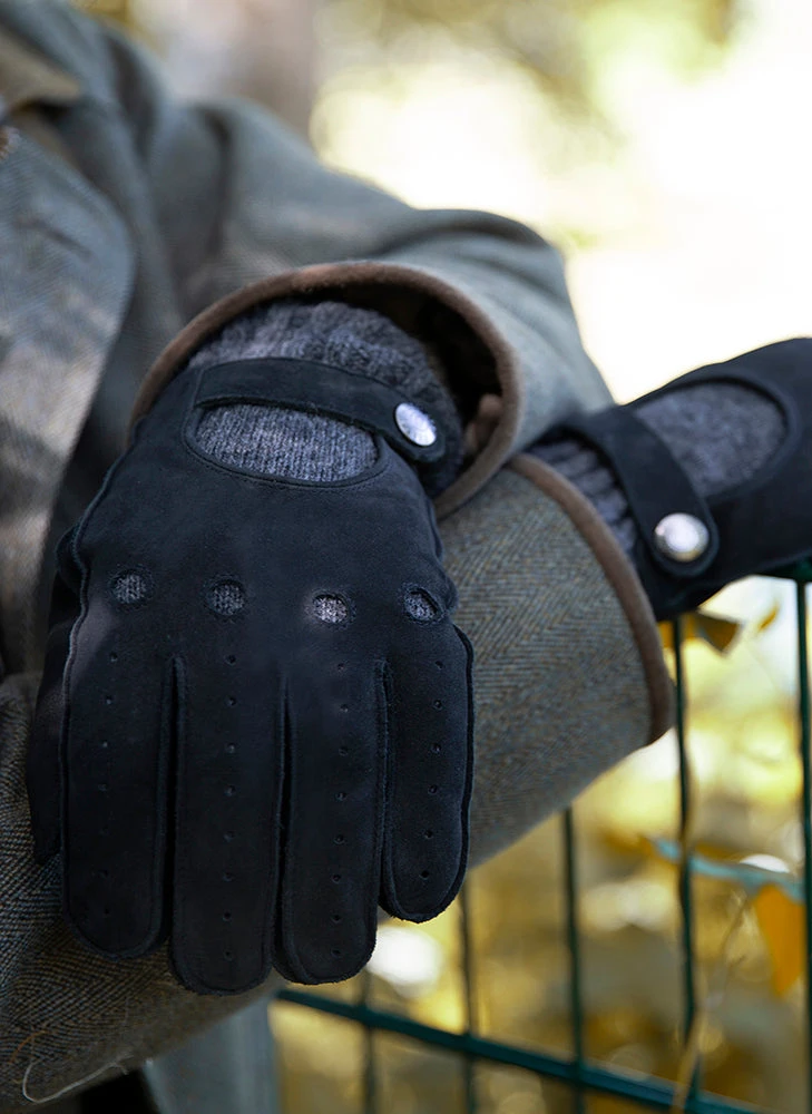 Men’s Water-Resistant Wool Blend-Lined Nubuck Leather Gloves With Knitted Cuffs 2 Men’s Water-Resistant Wool Blend-Lined Nubuck Leather Gloves With Knitted Cuffs - Image 2