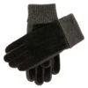 Men's Three-Point Fleece-Lined Suede Gloves With Knitted Cuffs