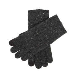 Men’s Touchscreen Cable Knit Gloves With Marl Yarn -Dents Luxury Accessories Sales 5 4584 Charcoal