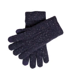 Men’s Touchscreen Cable Knit Gloves With Marl Yarn -Dents Luxury Accessories Sales 5 4584 Navy