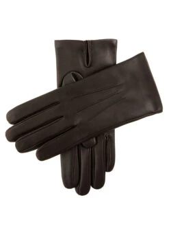 Men's Three-Point Cashmere-Lined Shorter Finger Leather Gloves -Dents Luxury Accessories Sales 5 9001 Brown